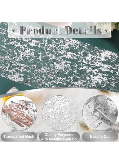 Hot Stamping Foil Table Runner Holiday Party Wedding Decor Polyester Mesh Table Flag (L28xW900)cm - Gold