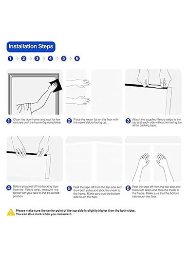 Fiberglass Magnetic Screen Door, Self-Adhesive Insect Mesh Curtain No Drilling Required (W90 x H210)cm - White