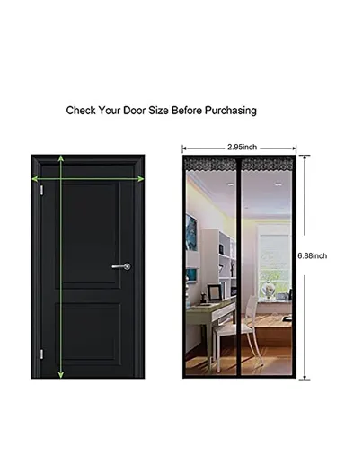 Fiberglass Magnetic Screen Door, Self-Adhesive Insect Mesh Curtain No Drilling Required (W90 x H210)cm - White