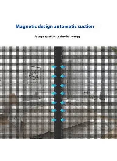 Fiberglass Magnetic Screen Door, Self-Adhesive Insect Mesh Curtain No Drilling Required (W90 x H210)cm - White