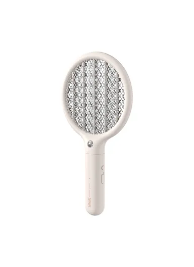 SOTHING Mini Electric Mosquito Swatter USB Rechargeable Handheld Fly Killer Racket with LED Light - White