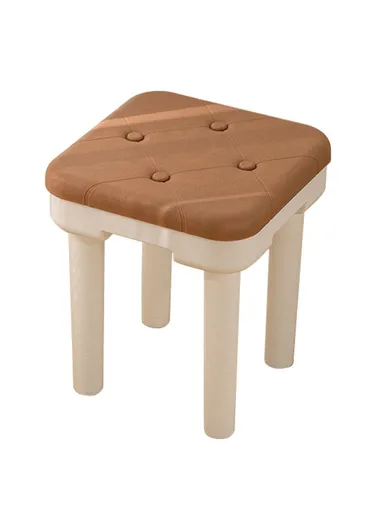 Simple Creative Children Thicken PP Small Stool Portable Detachable Stool - Imitation Leather Texture / Khaki