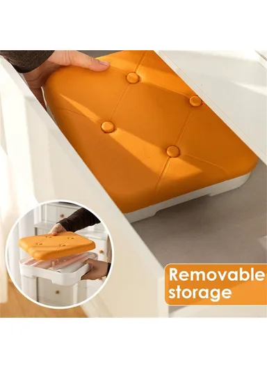 Simple Creative Children Thicken PP Small Stool Portable Detachable Stool - Imitation Leather Texture / Khaki