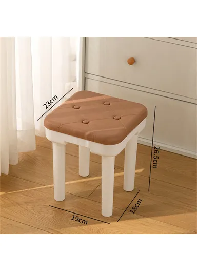 Simple Creative Children Thicken PP Small Stool Portable Detachable Stool - Imitation Leather Texture / Khaki