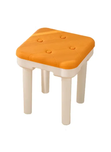 Simple Creative Children Thicken PP Small Stool Portable Detachable Stool - Imitation Leather Texture / Yellow