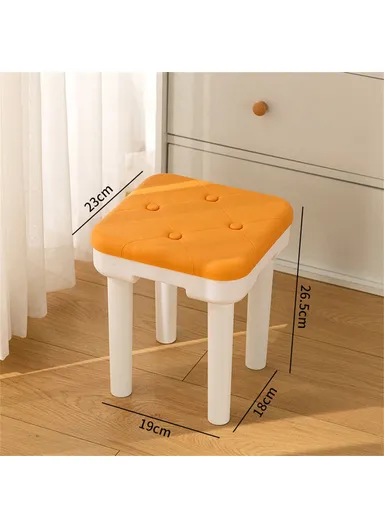 Simple Creative Children Thicken PP Small Stool Portable Detachable Stool - Imitation Leather Texture / Yellow