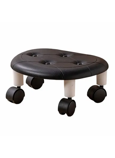 Plastic Low Stool Simple Home Bedroom Universal Wheels Small Stool - Black