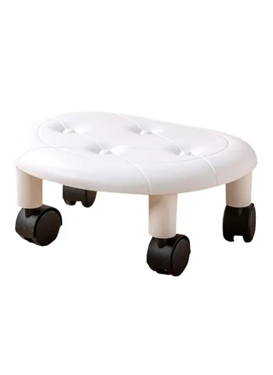 Plastic Low Stool Simple Home Bedroom Universal Wheels Small Stool - White
