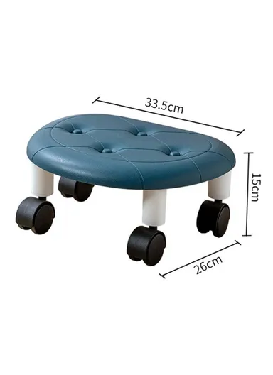 360° Mobility Plastic Low Stool Simple Home Bedroom Universal Wheels Small Stool (L33.5xW26xh15)cm - White
