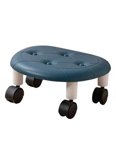 Plastic Low Stool Simple Home Bedroom Universal Wheels Small Stool - Blue