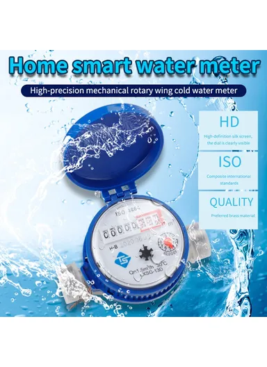 ISO4064 Class B Accuracy Level Household Water Meter Mechanical Rotary Wing High Precision Pointer Counter Measurement Tool TS-S300E