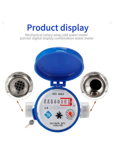 ISO4064 Class B Accuracy Level Household Water Meter Mechanical Rotary Wing High Precision Pointer Counter Measurement Tool TS-S300E