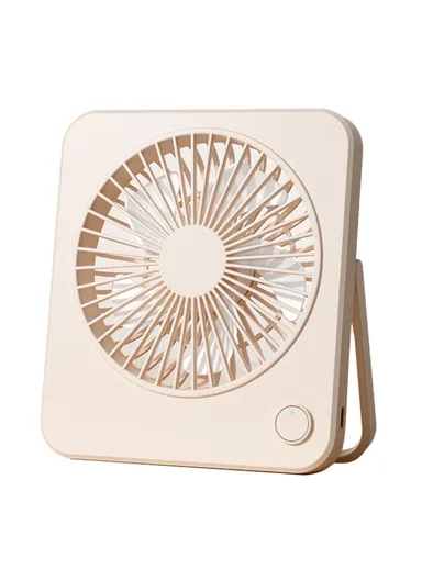 Ultra Thin Desktop Mini Fan USB Charging 3 Speeds Cooling Fan with Foldable Stand W70 - Beige