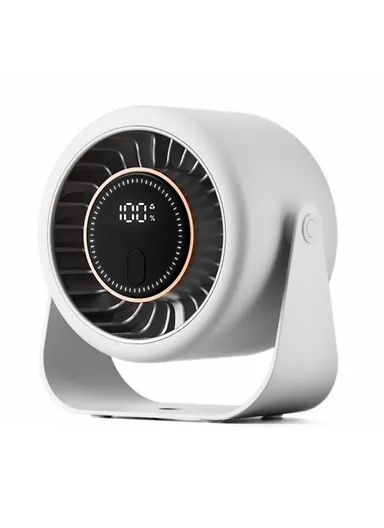 Portable Desktop Fan with Base 6 Speeds Adjustable Summer Cooling Fan with Digital Display - White