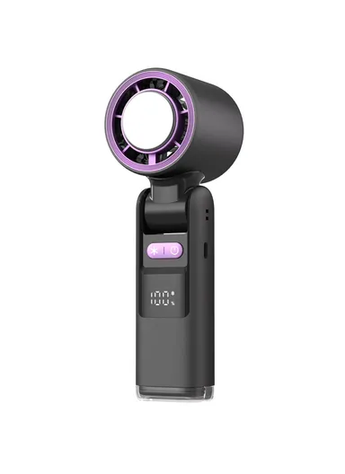 Summer Mini Handheld Fan, 100 Speeds Adjustable Digital Display Portable Folding Fan - Black