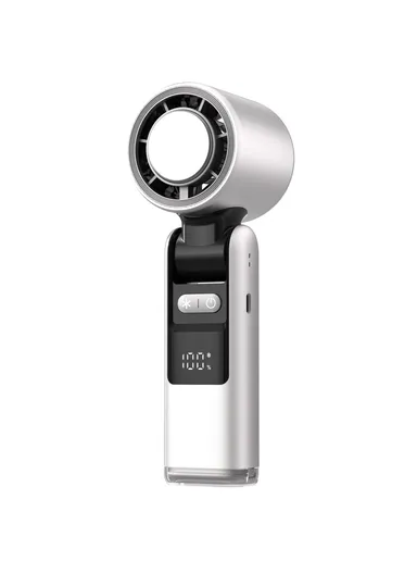 Summer Mini Handheld Fan, 100 Speeds Adjustable Digital Display Portable Folding Fan - White