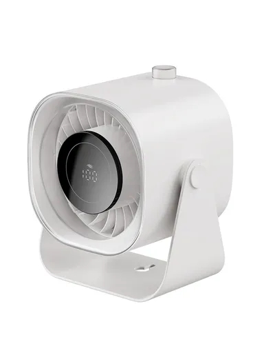 100 Speeds Digital Display Desktop Fan with Stand USB Rechargeable High Speed Turbo Fan F87 - White