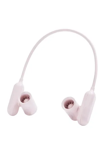 USB Rechargeable Neck Fan, 3 Speeds Hands Free Flexible Neck Hanging Turbine Fan F93- Pink