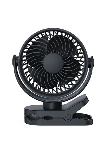 Clip On Fan Quiet Oscillating Desk Fan, USB Rechargeable Air Circulating Electric Fan RD23 - Black
