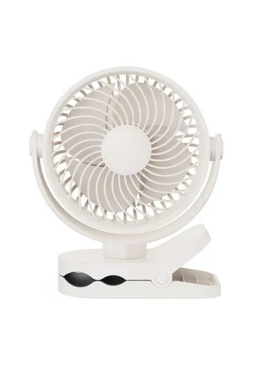 Clip On Fan Quiet Oscillating Desk Fan, USB Rechargeable Air Circulating Electric Fan RD23 - White