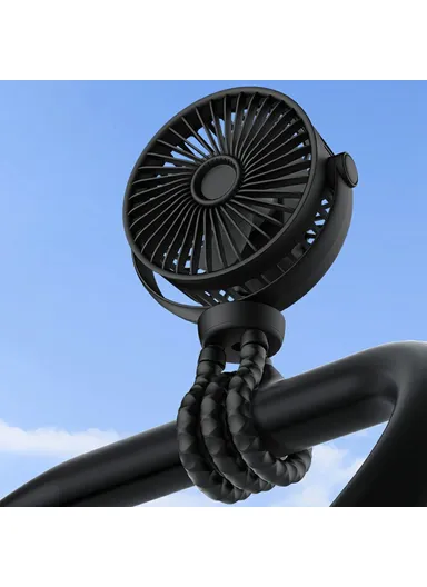 Octopus Baby Stroller Fan, 2400mAh Rechargeable Handheld Portable Mini Quiet Fan GF10SE - Black