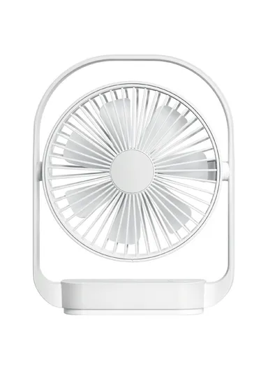 Desktop Fan 4 Speeds Adjustable Mini Rechargeable Cooling Fan with Night Light - White