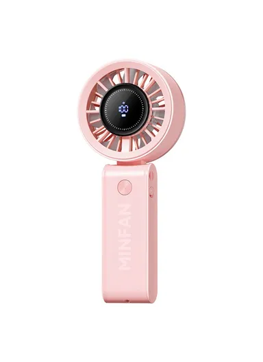 Handheld Digital Display Outdoor Fan, 100 Speed Settings, Foldable Desk, Neck Fan Portable Quiet Cooling Fan - Pink
