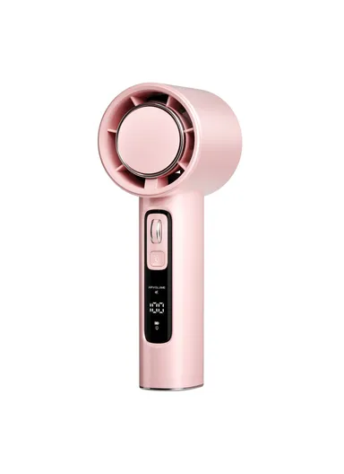 N98 LED Display 100 Speed Mini Handheld Fan Portable Rechargeable Cooler with Flashlight - Pink