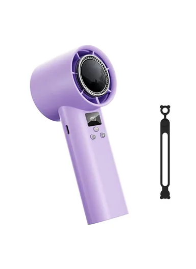 100-Speed Stepless Handheld Fan, LED Display, Portable Wind Blower, Adjustable Cooling Fan - Purple