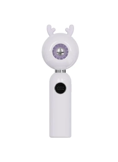 Cute Animal Ears Handheld Mini USB Portable Fan, 100 Speeds Desktop Fan for Home Office C05  - Purple Deer