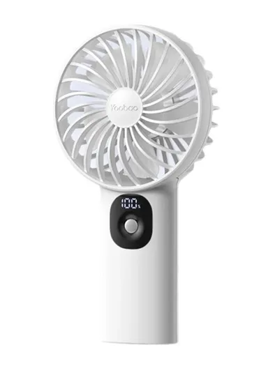 8000mAh Handheld Fan Portable Cooling Fan with Battery Indicator - White