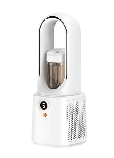 Bladeless Desktop Fan, Quiet Misting Air Circulator, Humidifier &amp; Cooler with Night Light