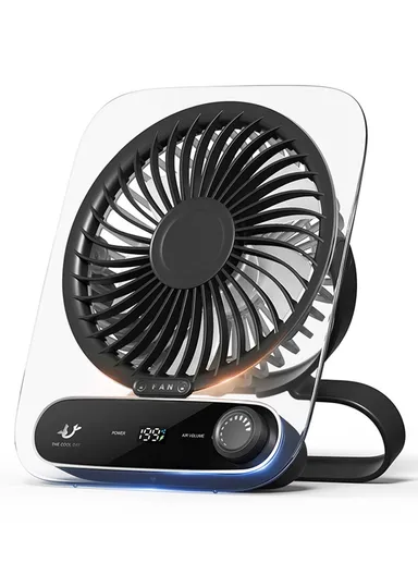 Desk Fan Wide Angle Powerful Airflow Portable Hanging Fan - Black