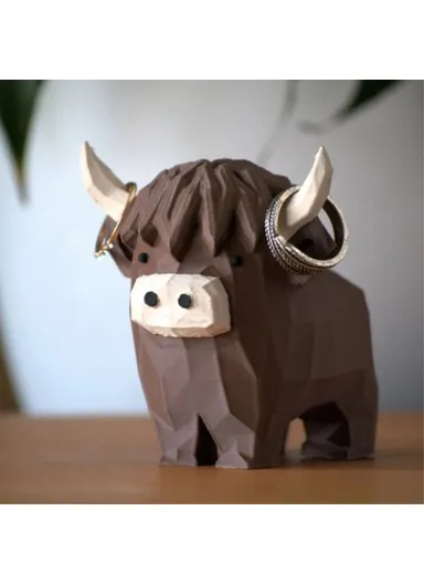Highland Cow Ring Holder Resin Craft Decorative Figurine Jewelry Storage Organizer Desktop Ornament