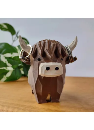 Highland Cow Ring Holder Resin Craft Decorative Figurine Jewelry Storage Organizer Desktop Ornament