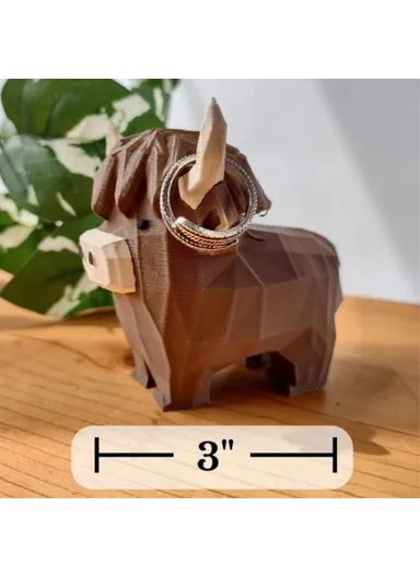Highland Cow Ring Holder Resin Craft Decorative Figurine Jewelry Storage Organizer Desktop Ornament