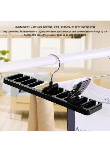 Multifunction Belt Organizer Rack Space Saving Closet Storage Hanger for Ties Scarves Hats - Black