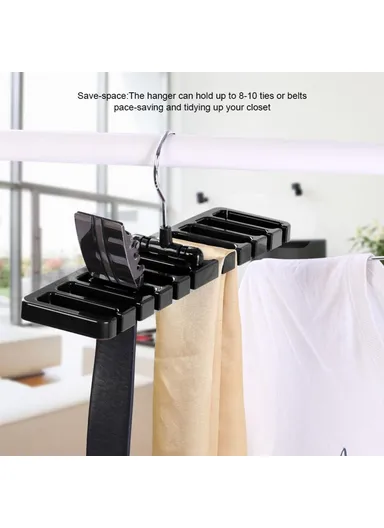 Multifunction Belt Organizer Rack Space Saving Closet Storage Hanger for Ties Scarves Hats - Black