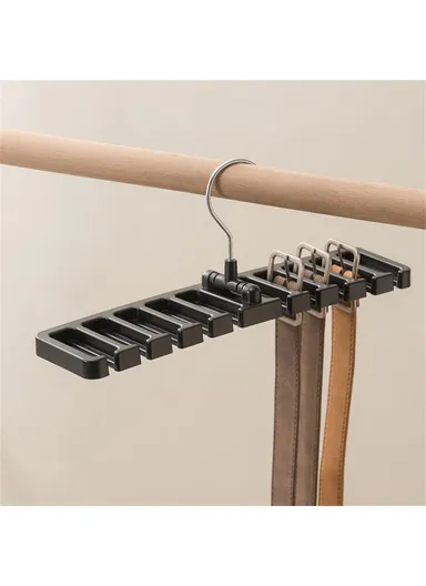 Multifunction Belt Organizer Rack Space Saving Closet Storage Hanger for Ties Scarves Hats - Black