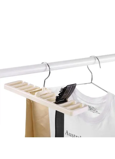 Multifunction Belt Organizer Rack Space Saving Closet Storage Hanger for Ties Scarves Hats - Khaki