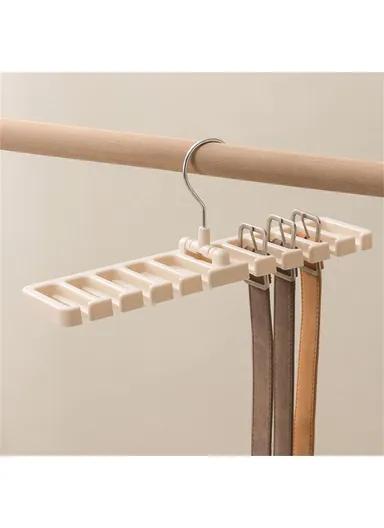 Multifunction Belt Organizer Rack Space Saving Closet Storage Hanger for Ties Scarves Hats - Khaki