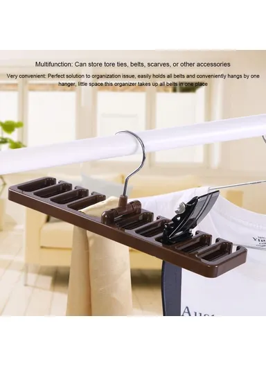 Multifunction Belt Organizer Rack Space Saving Closet Storage Hanger for Ties Scarves Hats - Brown