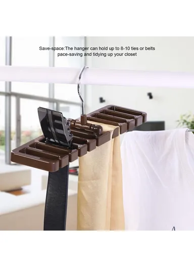 Multifunction Belt Organizer Rack Space Saving Closet Storage Hanger for Ties Scarves Hats - Brown