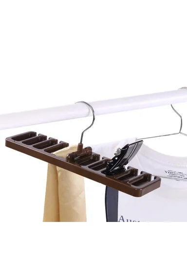 Multifunction Belt Organizer Rack Space Saving Closet Storage Hanger for Ties Scarves Hats - Brown