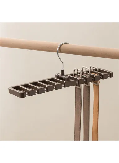 Multifunction Belt Organizer Rack Space Saving Closet Storage Hanger for Ties Scarves Hats - Brown
