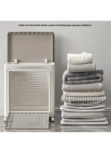 Foldable Laundry Hamper with Lid and Wheels, Large-Capacity Clothes Storage Basket - Medium