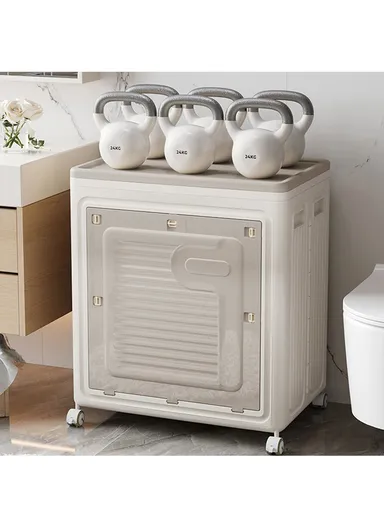 Foldable Laundry Hamper with Lid and Wheels, Large-Capacity Clothes Storage Basket - Medium