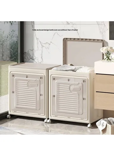 Foldable Laundry Hamper with Lid and Wheels, Large-Capacity Clothes Storage Basket - Medium