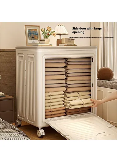 Foldable Laundry Hamper with Lid and Wheels, Large-Capacity Clothes Storage Basket - Medium