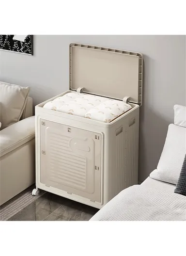 Foldable Laundry Hamper with Lid and Wheels, Large-Capacity Clothes Storage Basket - Medium